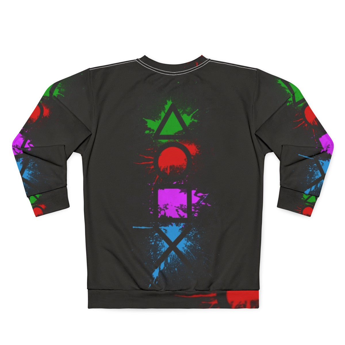 Playstation controller buttons splatter design on a cozy sweatshirt - Back