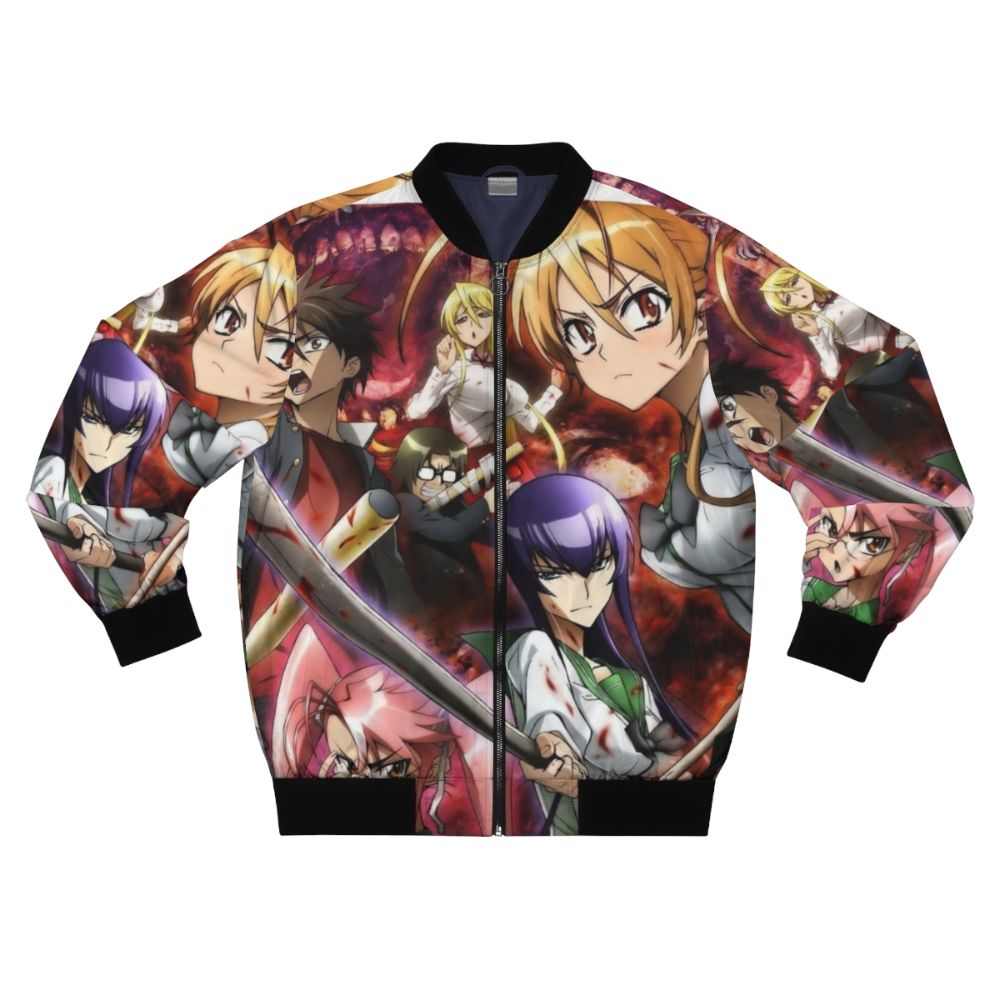 High School of The Dead anime-inspired bomber jacket featuring the main characters