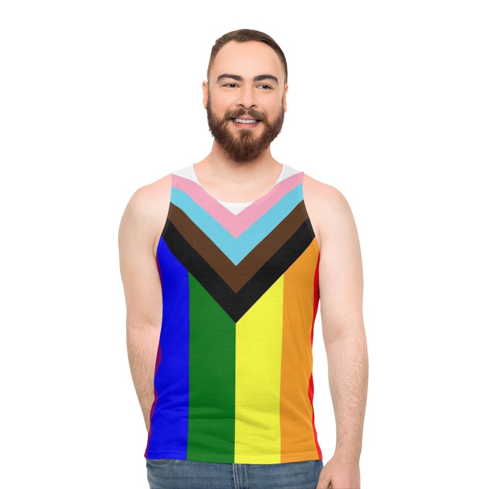 Unisex progress pride flag tank top - men