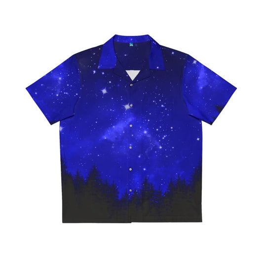 Blue galaxy forest night sky Hawaiian shirt