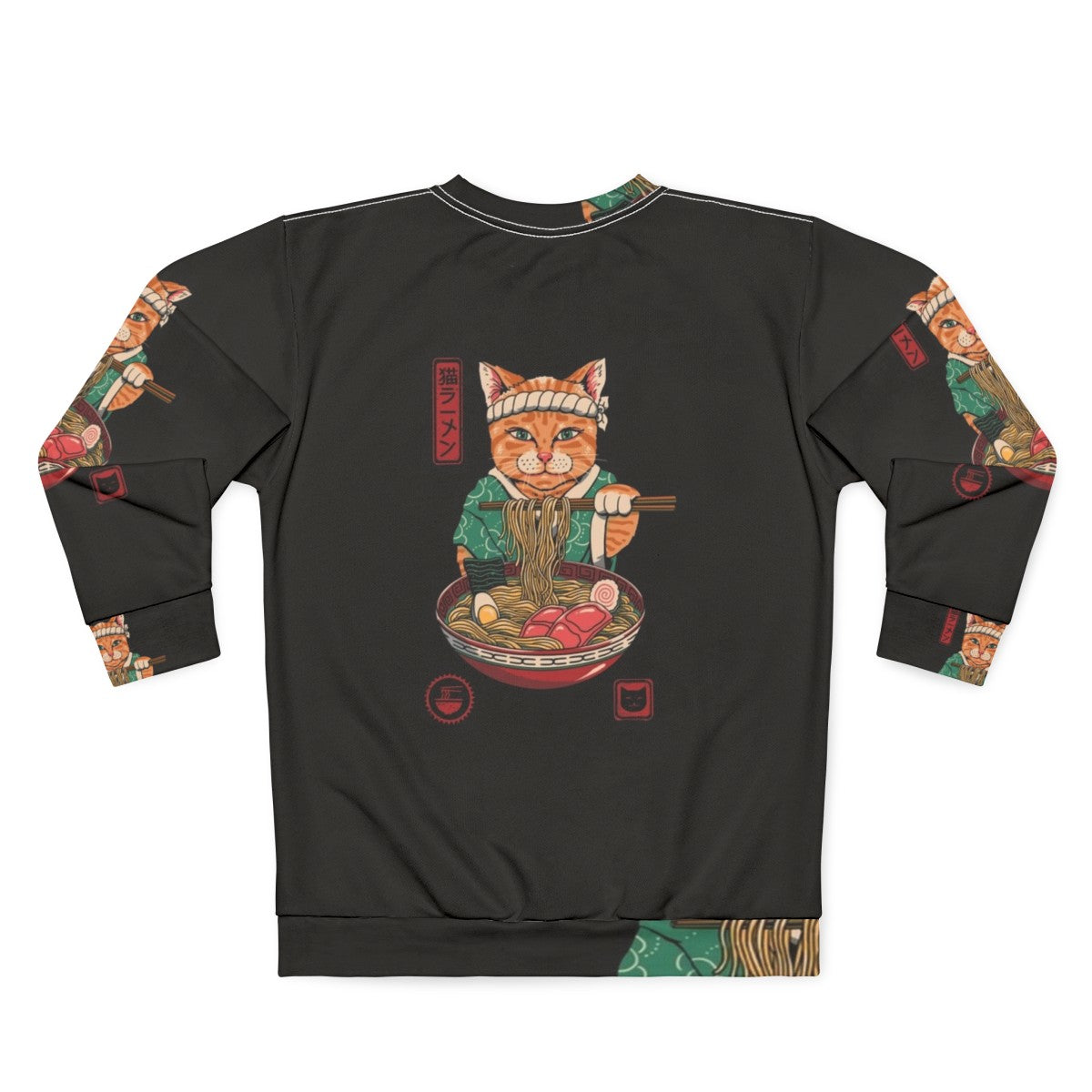 Neko Ramen Sweatshirt featuring a cat design with a ramen bowl - Back