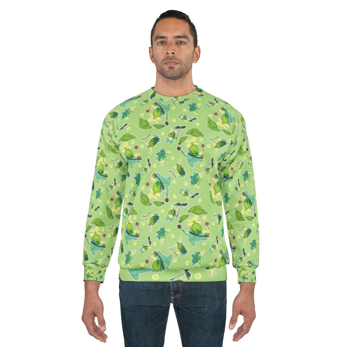 Korok Pattern Sweatshirt featuring a nature-inspired design from The Legend of Zelda - men