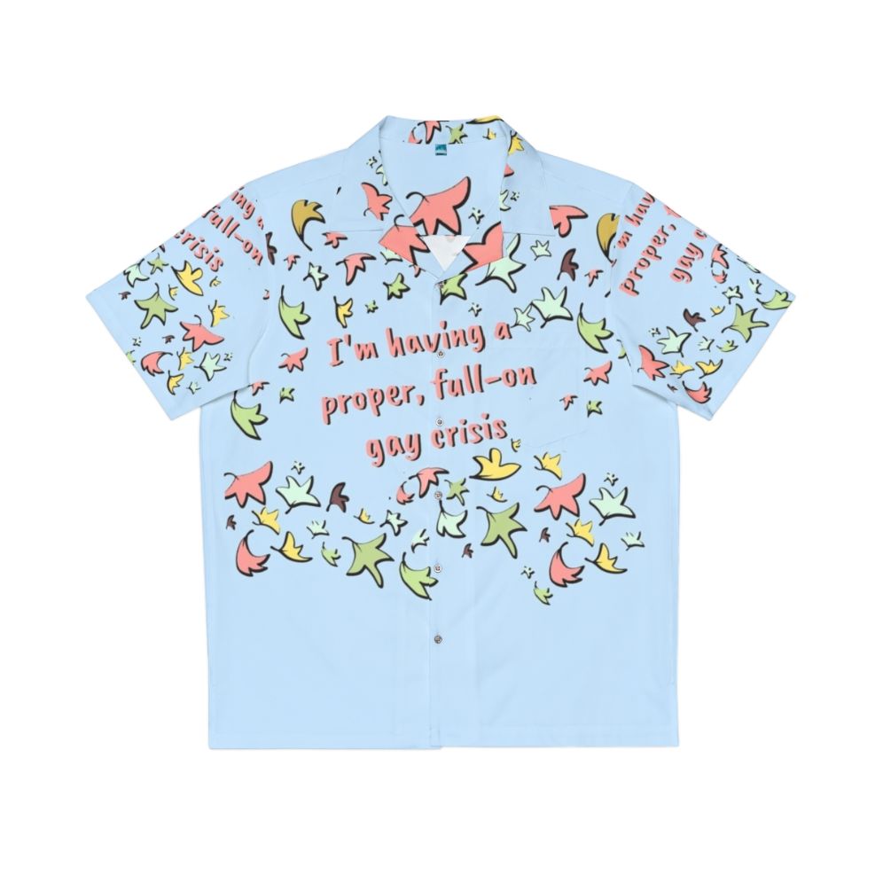 Heartstopper-inspired Hawaiian shirt with leaves pattern