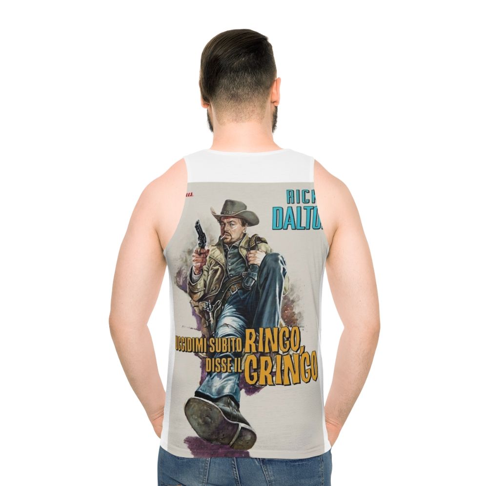 Once Upon A Time In Hollywood Unisex Tank Top with Tarantino, DiCaprio, Pulp Fiction Style - men back