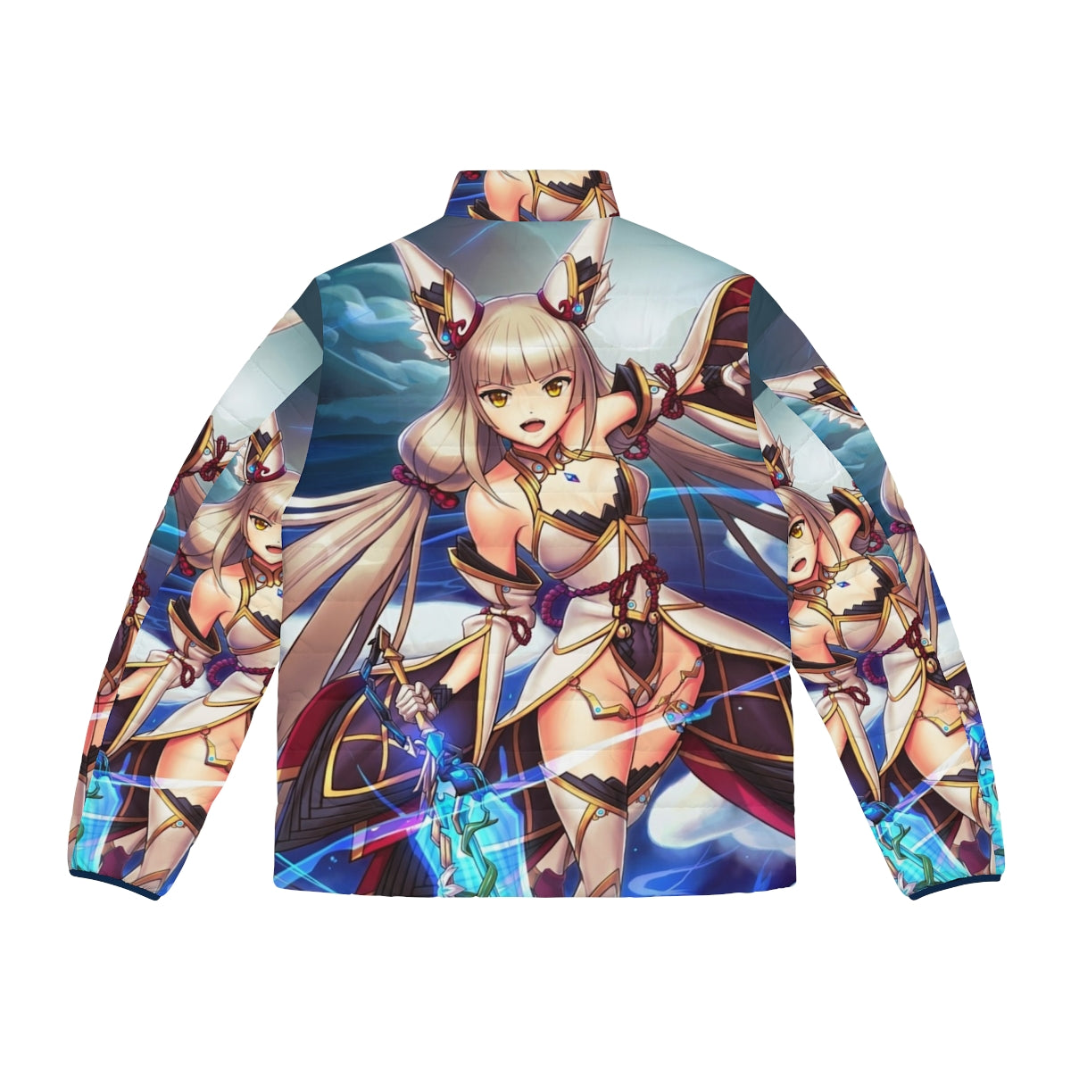 Nia Blade Puffer Jacket - Anime-inspired winter jacket featuring a catgirl design - Back