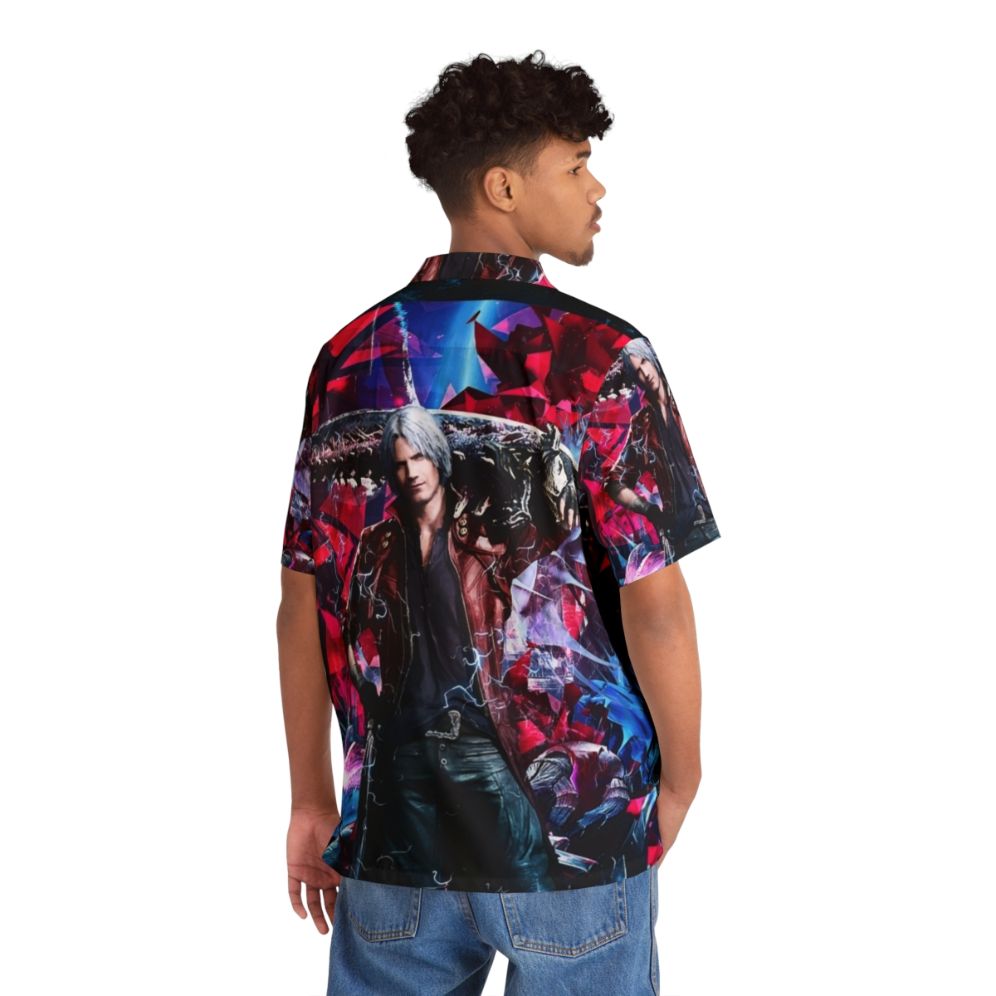 Dante from Devil May Cry V wearing a colorful, abstract Hawaiian shirt - People Back