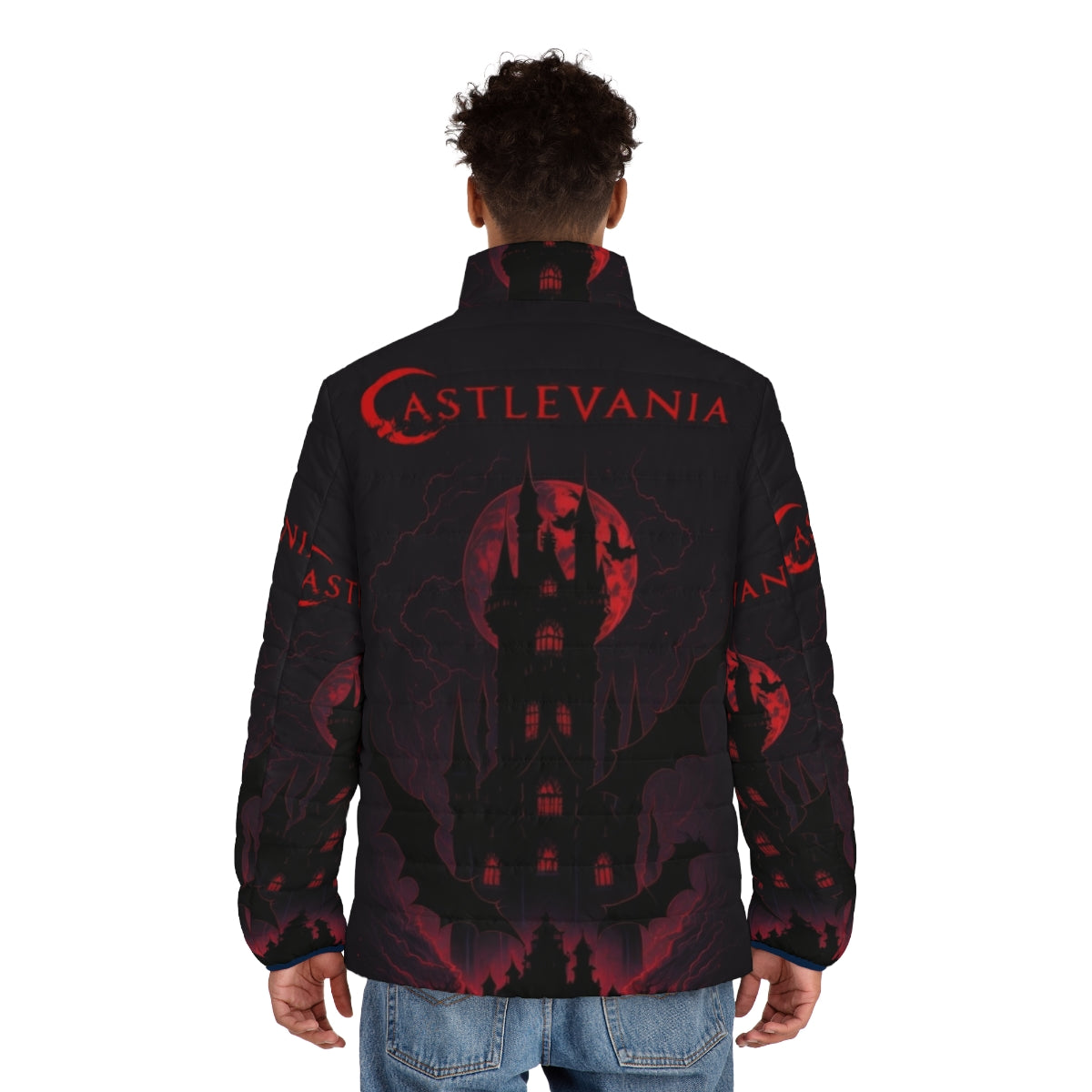 Castlevania-inspired puffer jacket with gothic atmosphere - men back