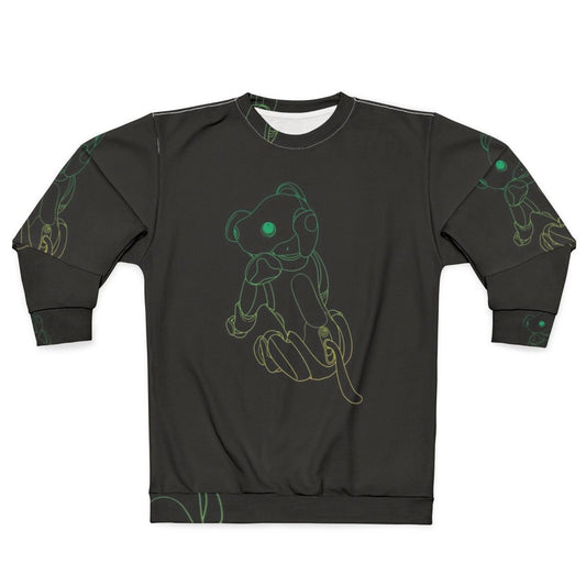 Vibrant green sweatshirt with robot dog design