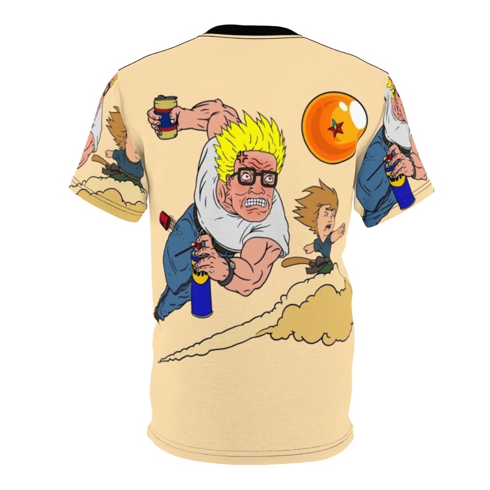 Anime inspired "King Of The Z" T-shirt, featuring a crossover design with characters from King of the Hill and Dragon Ball Z. - Back