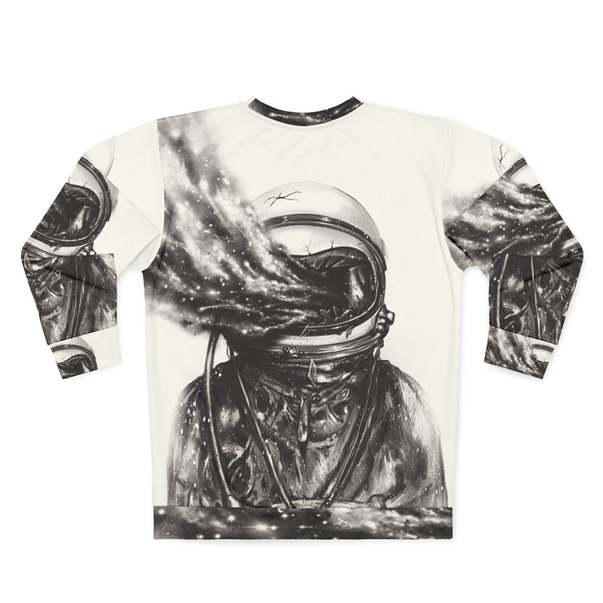 Transposed cosmic galaxy sweatshirt with surreal spaceman design - Back