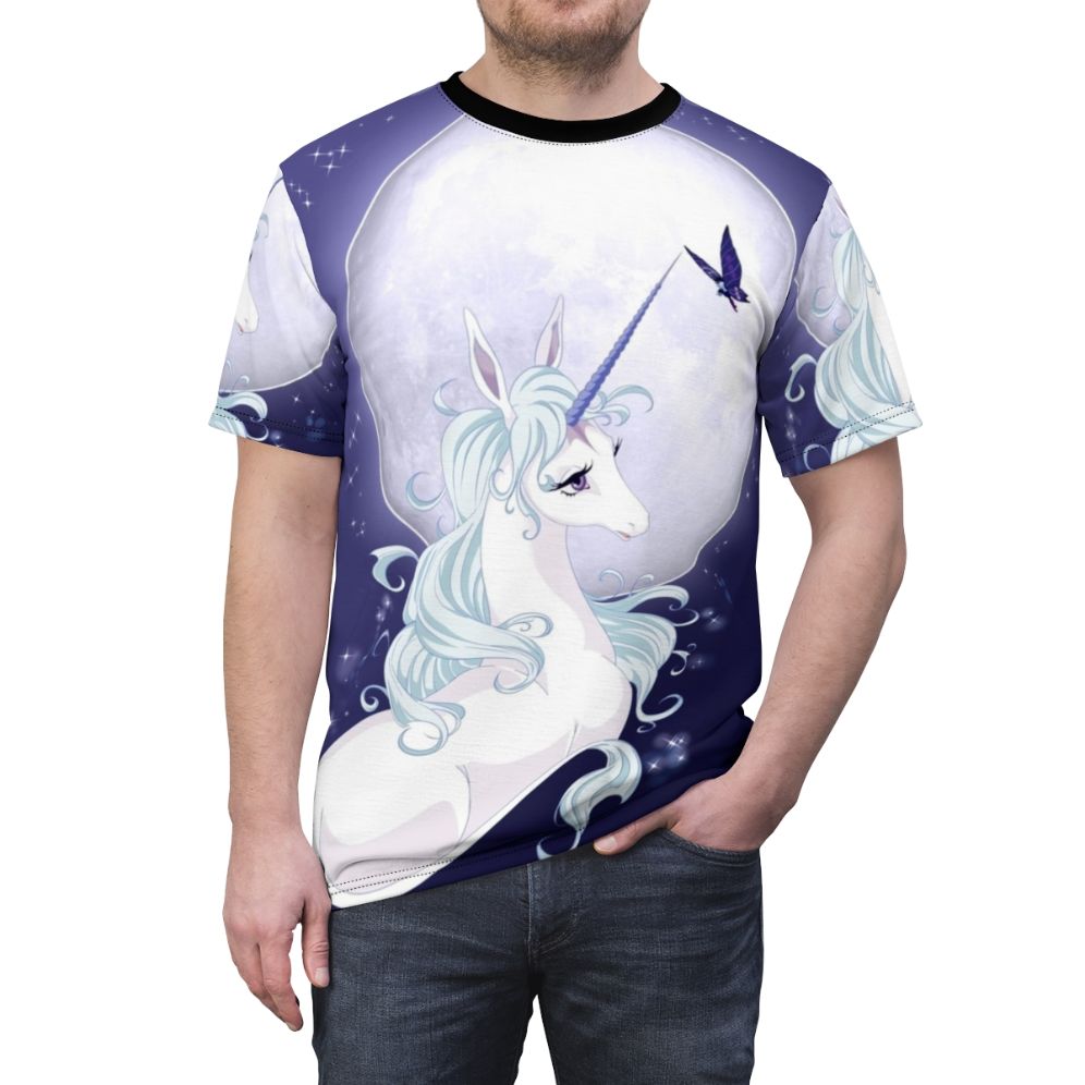 Whimsical full moon unicorn design on a high-quality t-shirt - men front