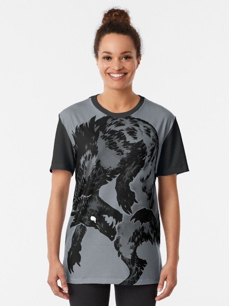 Hyena graphic t-shirt with a creepy, spooky design - Women