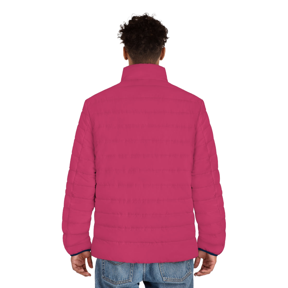 Raspberry Sorbet Puffer Jacket for a Chic Spring Look - men back