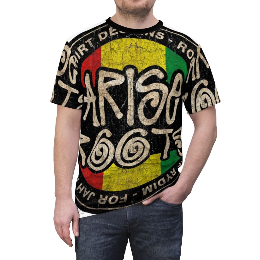 Reggae inspired vintage retro all-over-print t-shirt - men front