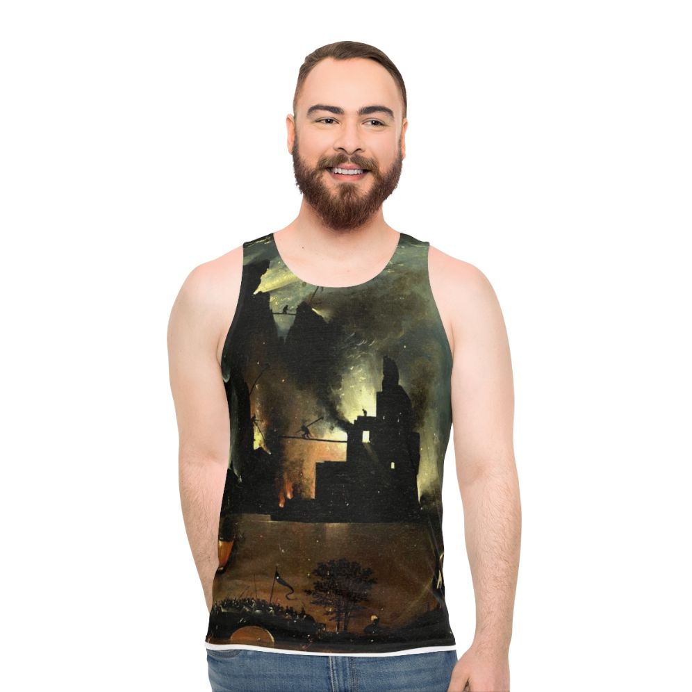 Hieronymus Bosch inspired unisex tank top with hellish imagery - men