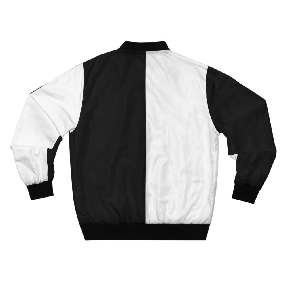 Split black and white bomber jacket with contrasting panels - Back