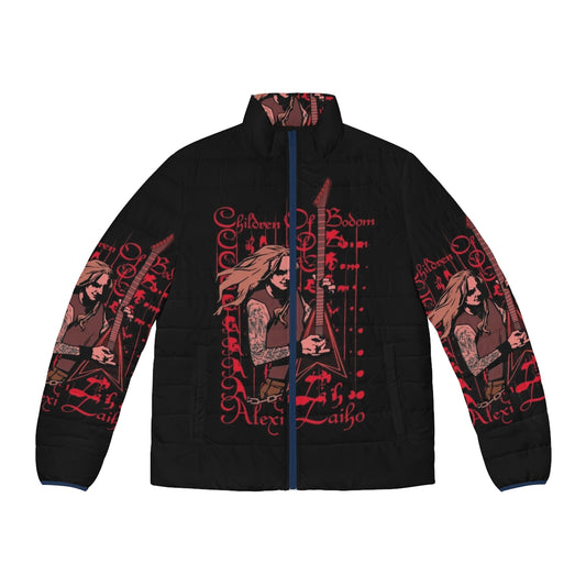 Alexi Laiho memorial puffer jacket featuring the Children of Bodom logo and artwork