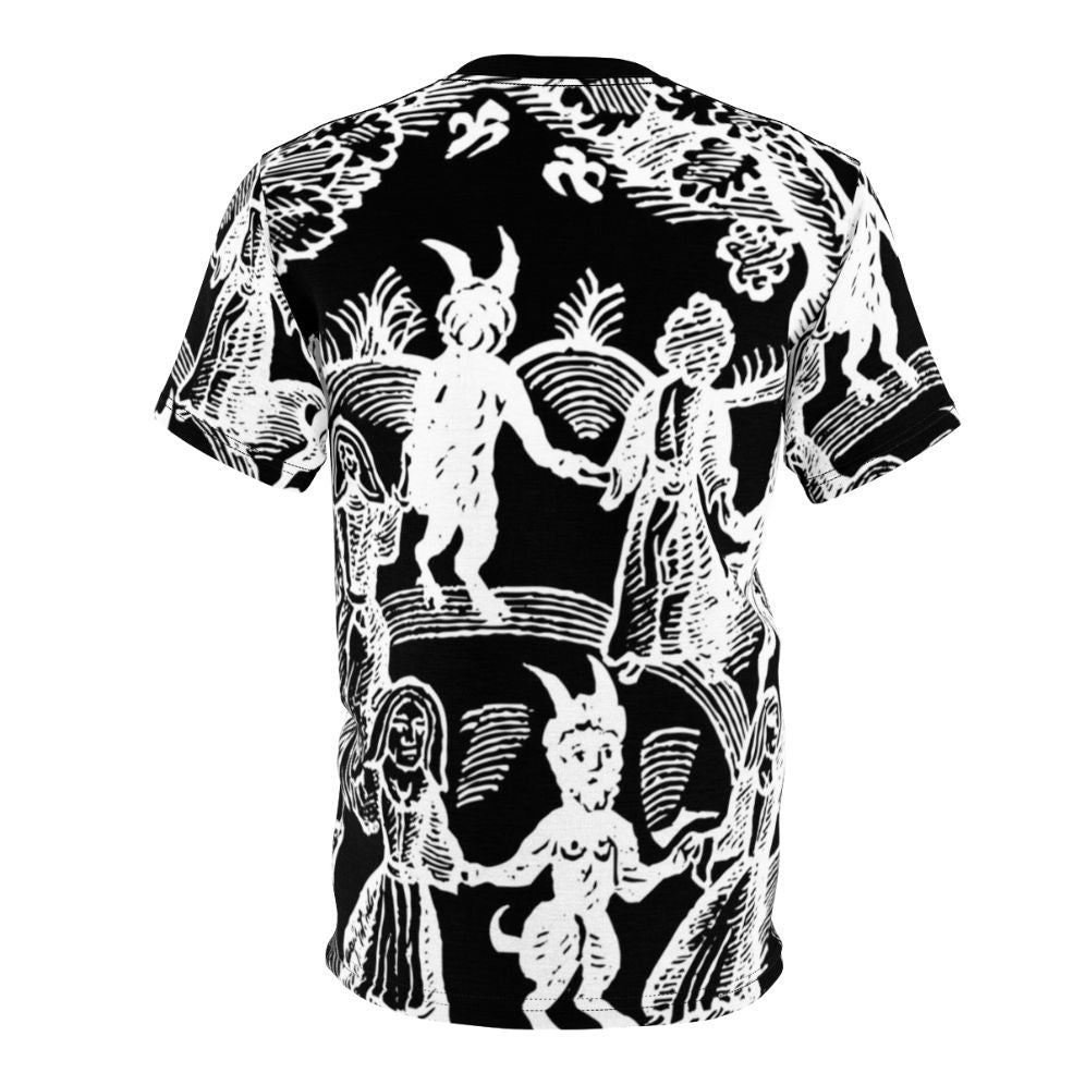 Occult-inspired 'Dance With The Devil' all-over print t-shirt featuring a skull and goat design - Back