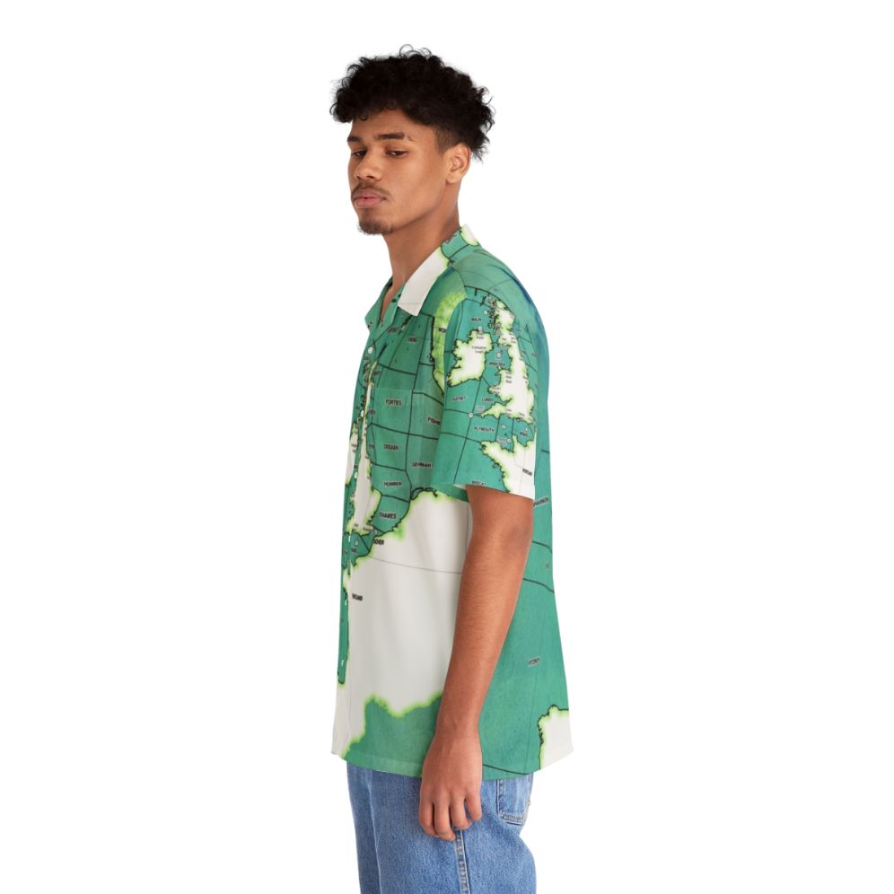 Weathermap Inspired Hawaiian Shirt with Shipping Forecast Design - People Left