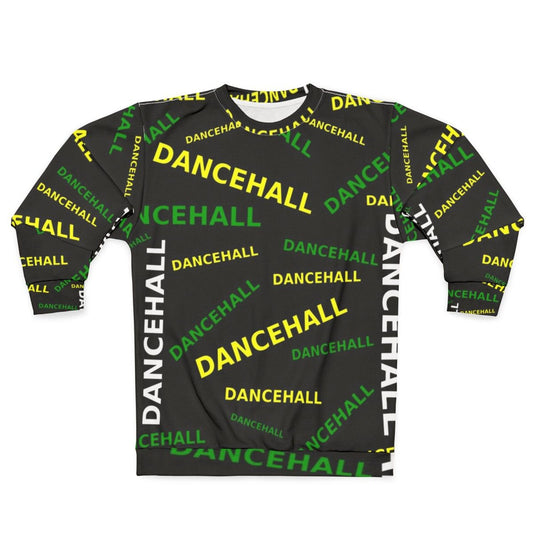 Dancehall-inspired sweatshirt with Jamaican colors and reggae music symbols