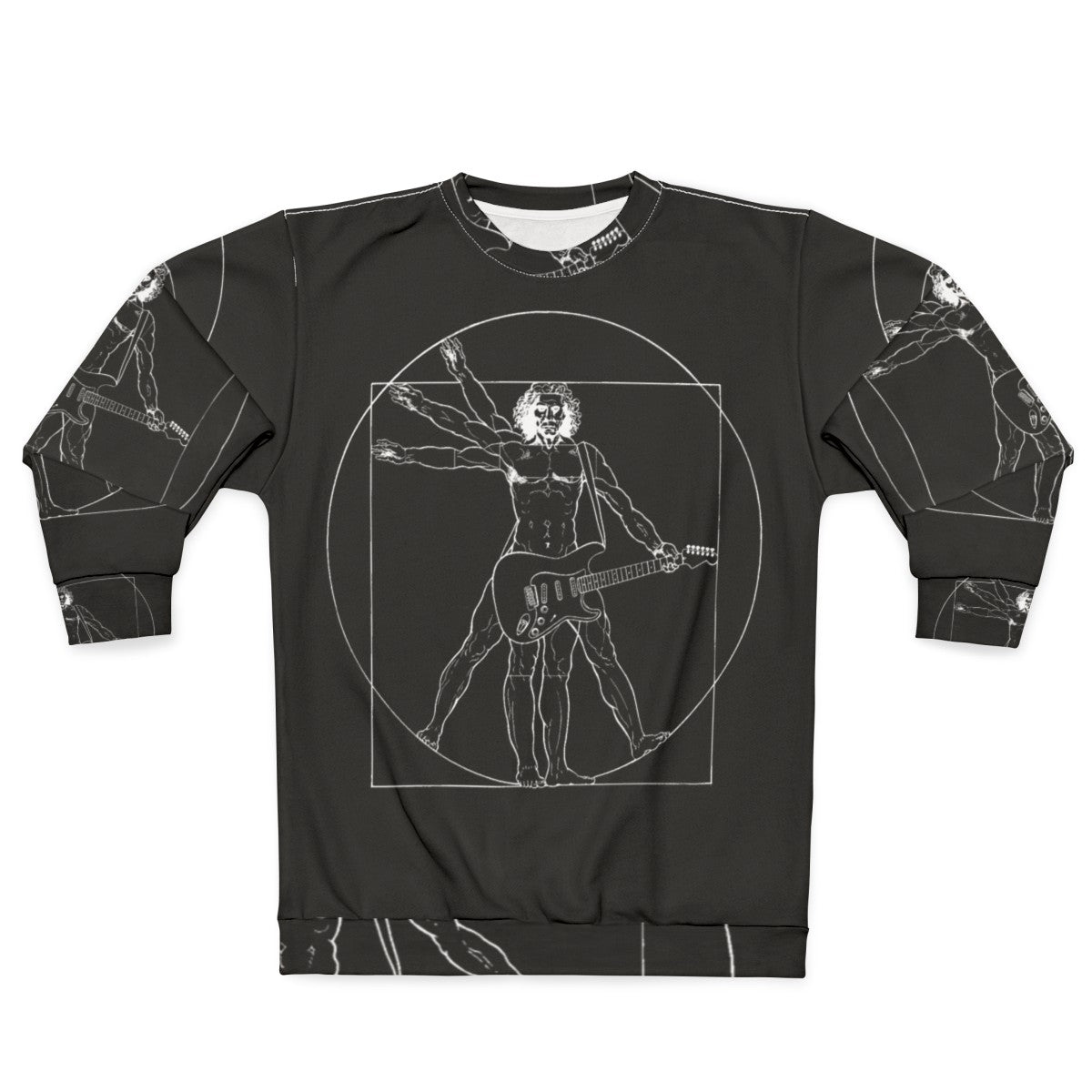 Vetruvian Rock Star Sweatshirt featuring classical art and heavy metal music elements