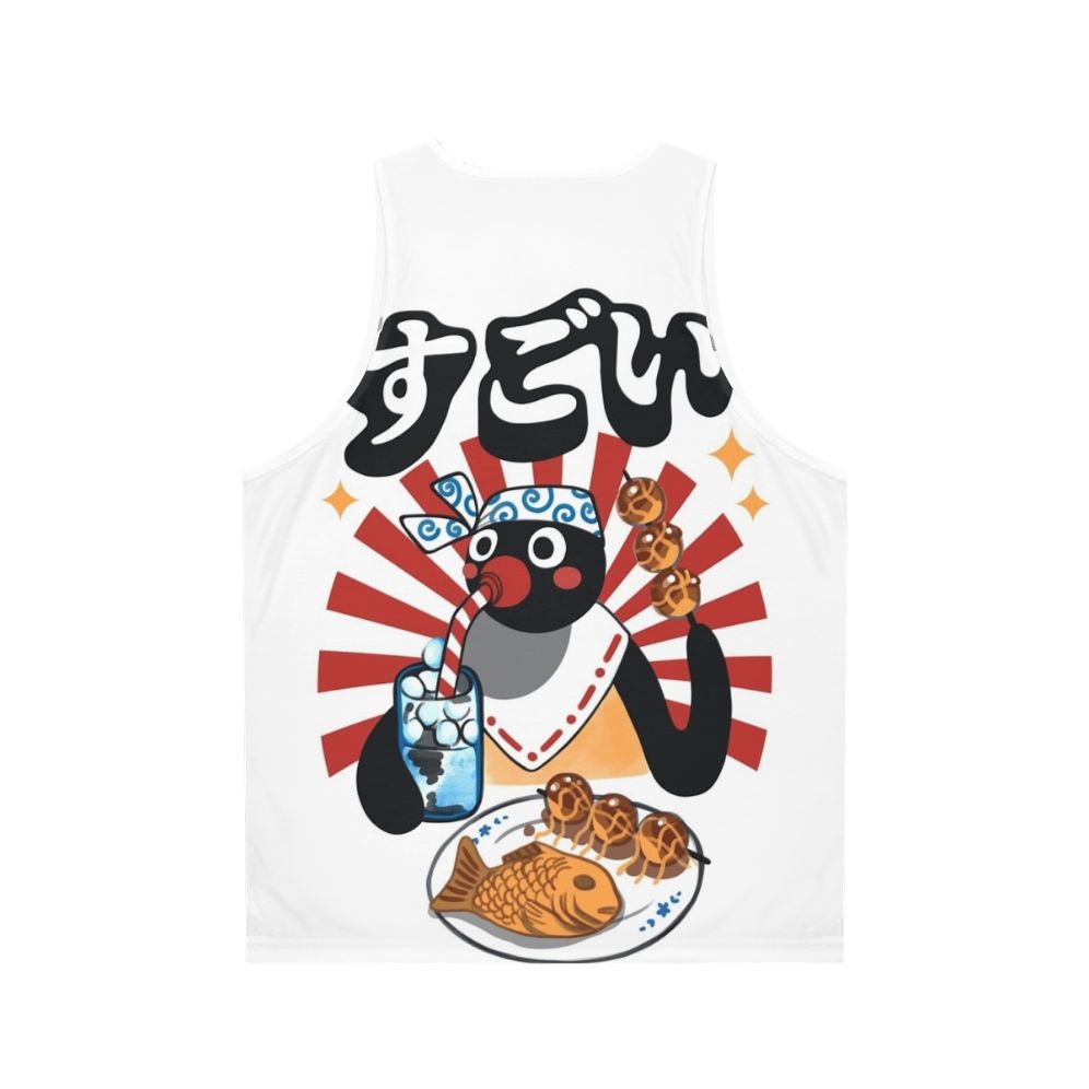 Unisex tank top with retro cartoon penguin design - Back