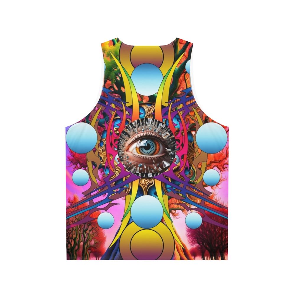 Cosmic Tree Unisex Tank Top with Abstract Nature-Inspired Design - Back