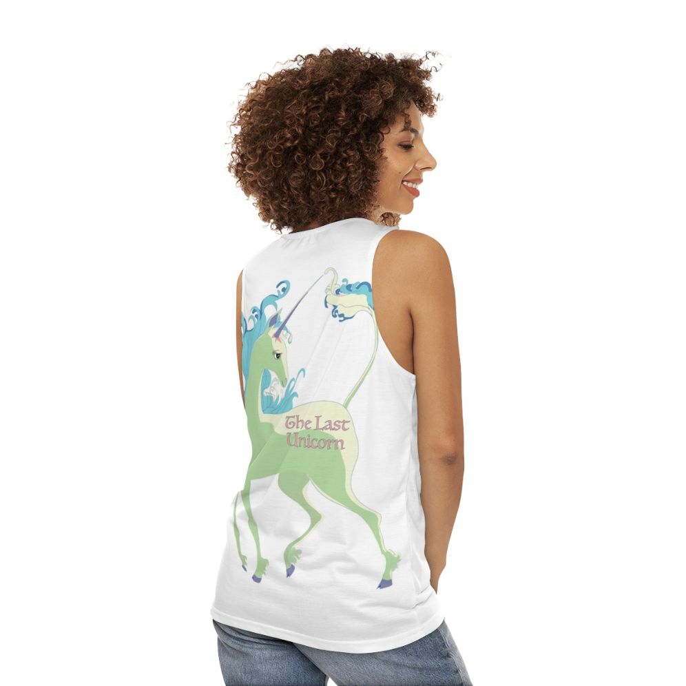 The Last Unicorn' unisex green unicorn tank top - women back