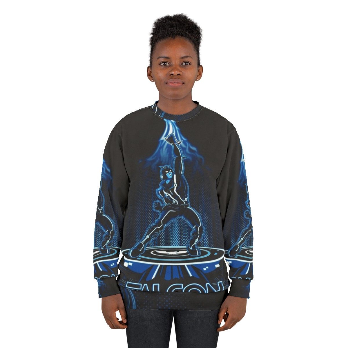 Faltron Sweatshirt featuring Tron-inspired retro gaming design - women