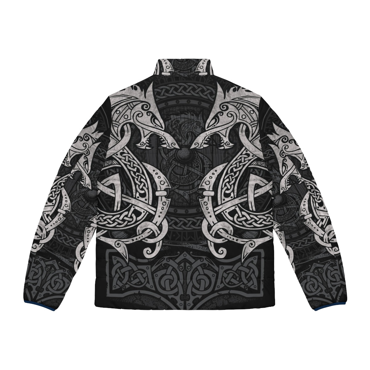 Fighting Fenrir Norse Mythology Puffer Jacket - Back