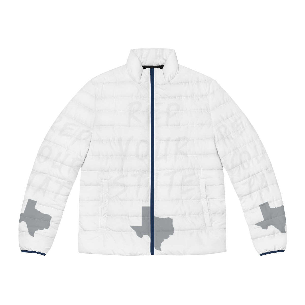 Texas-themed puffer jacket with state pride design