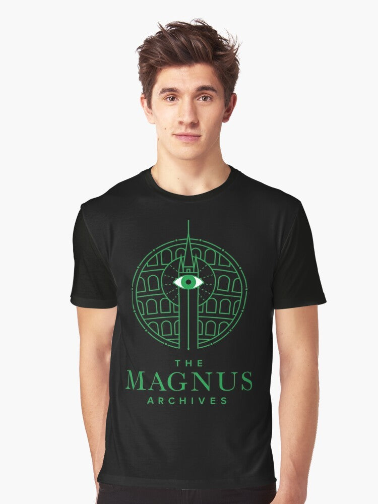 The Magnus Archives Panopticon Graphic T-Shirt featuring the eye symbol from the horror fiction podcast - Men