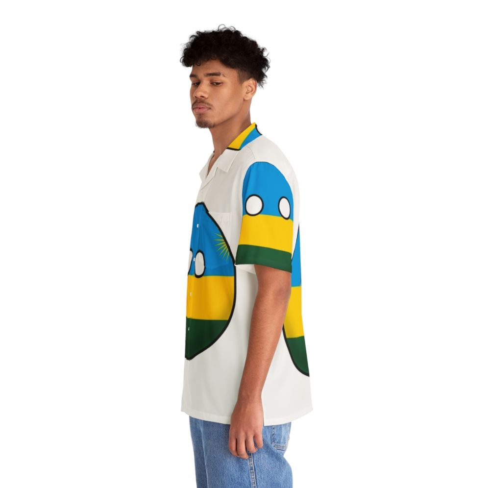 Rwanda Countryball Hawaiian Shirt featuring the flag of Rwanda - People Left