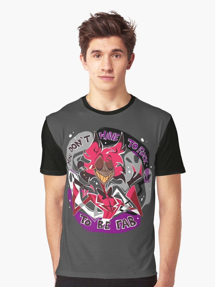 Asexual pride graphic t-shirt featuring Alastor from the Hazbin Hotel series - Men