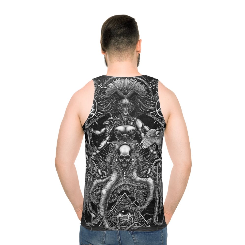 Unisex tank top with gothic, occult, and supernatural design - men back