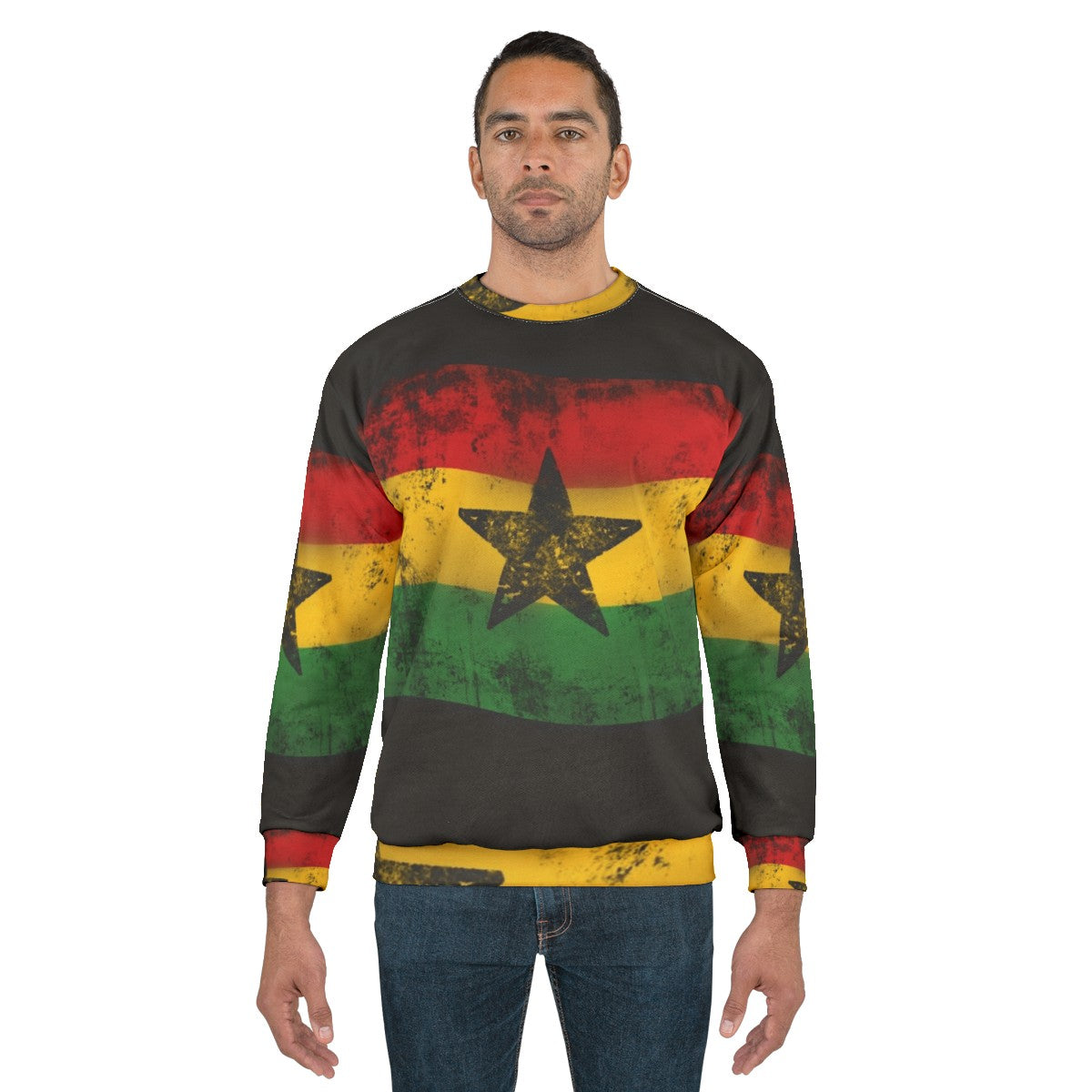 Reggae sweatshirt with One Love Rasta star design - men