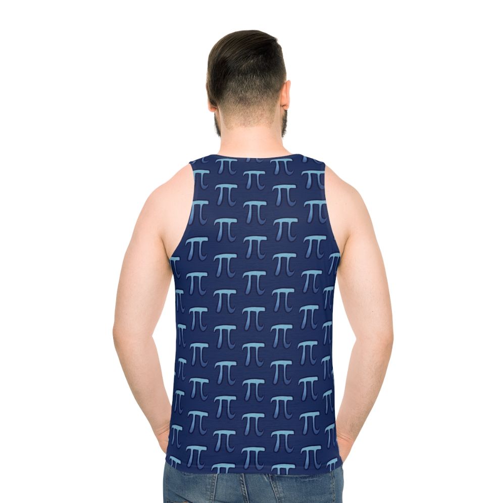 Pi Symbol Unisex Blue Tank Top - men back