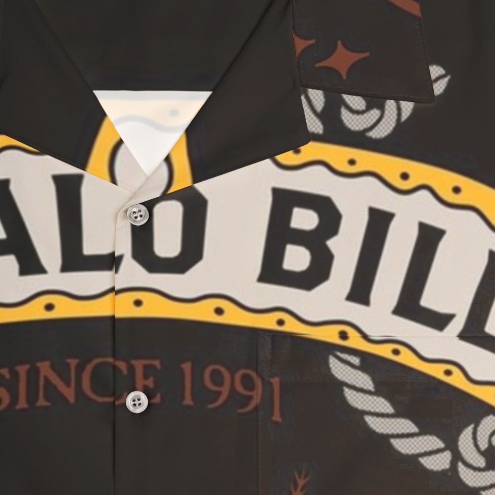 Buffalo Bill Inspired Leather Hawaiian Shirt with Moth Design - Detail