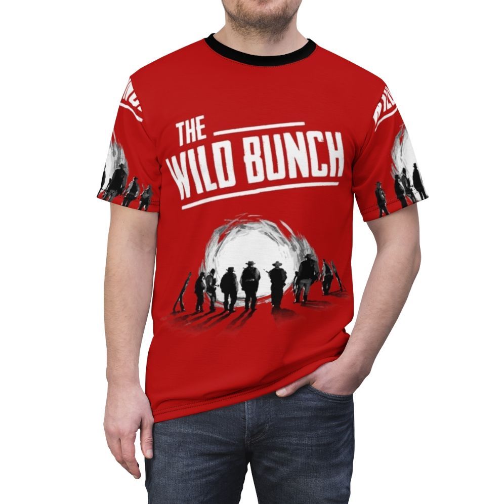 Vintage-style t-shirt featuring the classic 1969 western film "The Wild Bunch" - men front