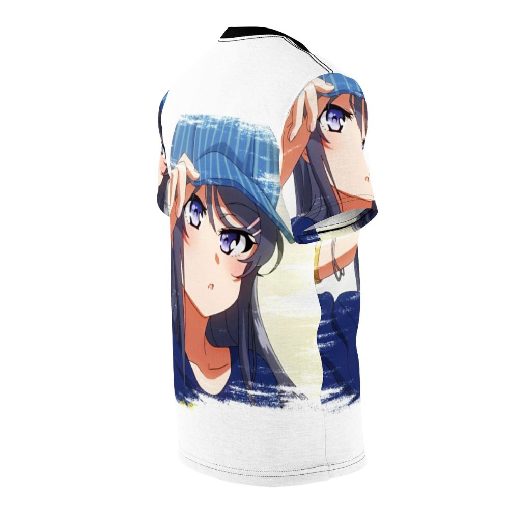 Anime-inspired t-shirt featuring the character Mai Sakurajima from the Rascal Does Not Dream of Bunny Girl Senpai series - men right