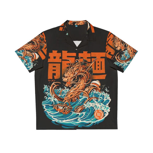 Black Great Ramen Dragon Off Kanagawa Hawaiian Shirt - Anime Inspired Retro Design