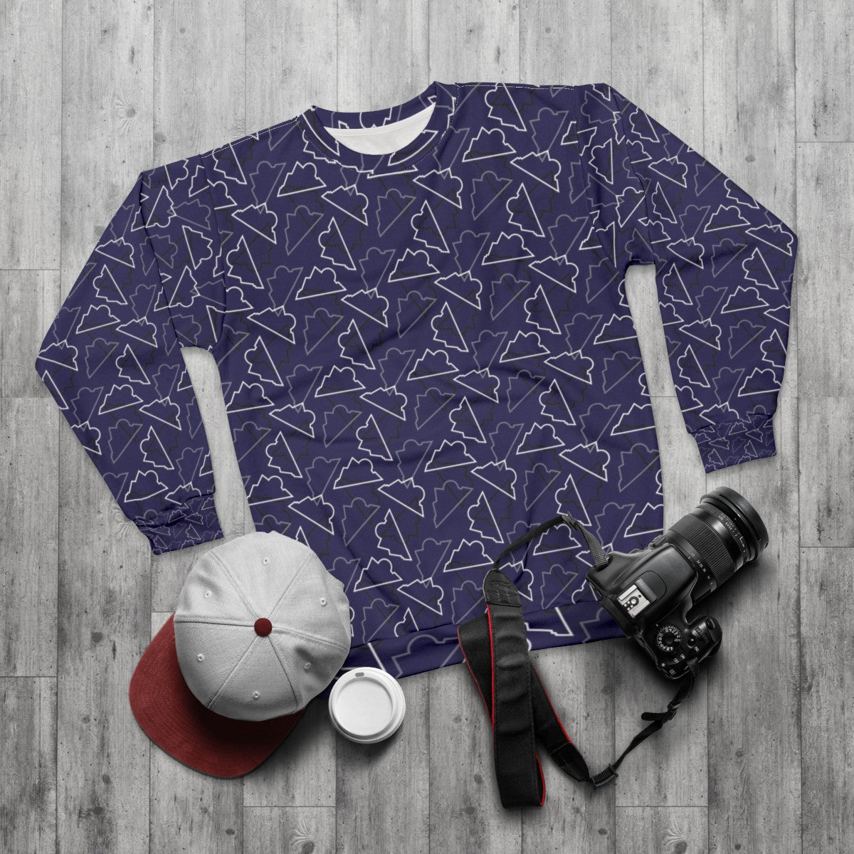 Colorado Rockies Pattern Purple Background Sweatshirt - flat lay