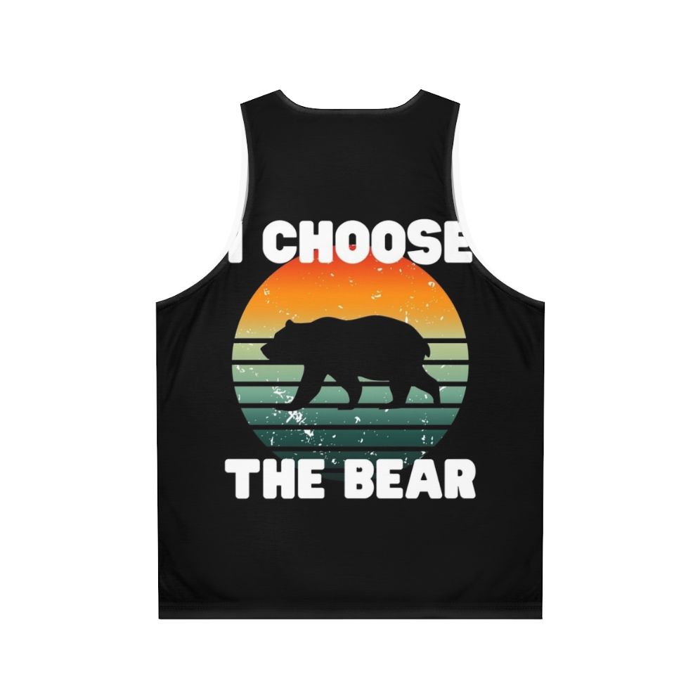 Unisex tank top with a bear graphic design - Back