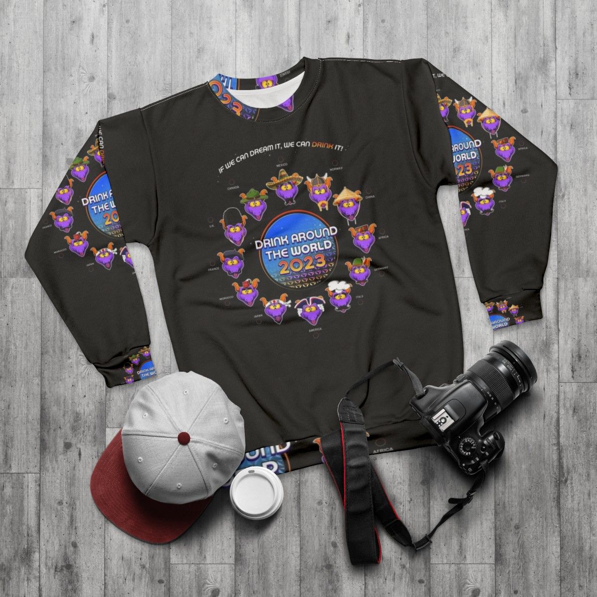 Drink Around The World 2023 Epcot Sweatshirt - flat lay