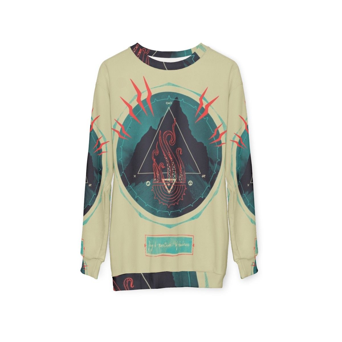 Lovecraft-inspired 'Mountain of Madness' abstract sweatshirt - hanging