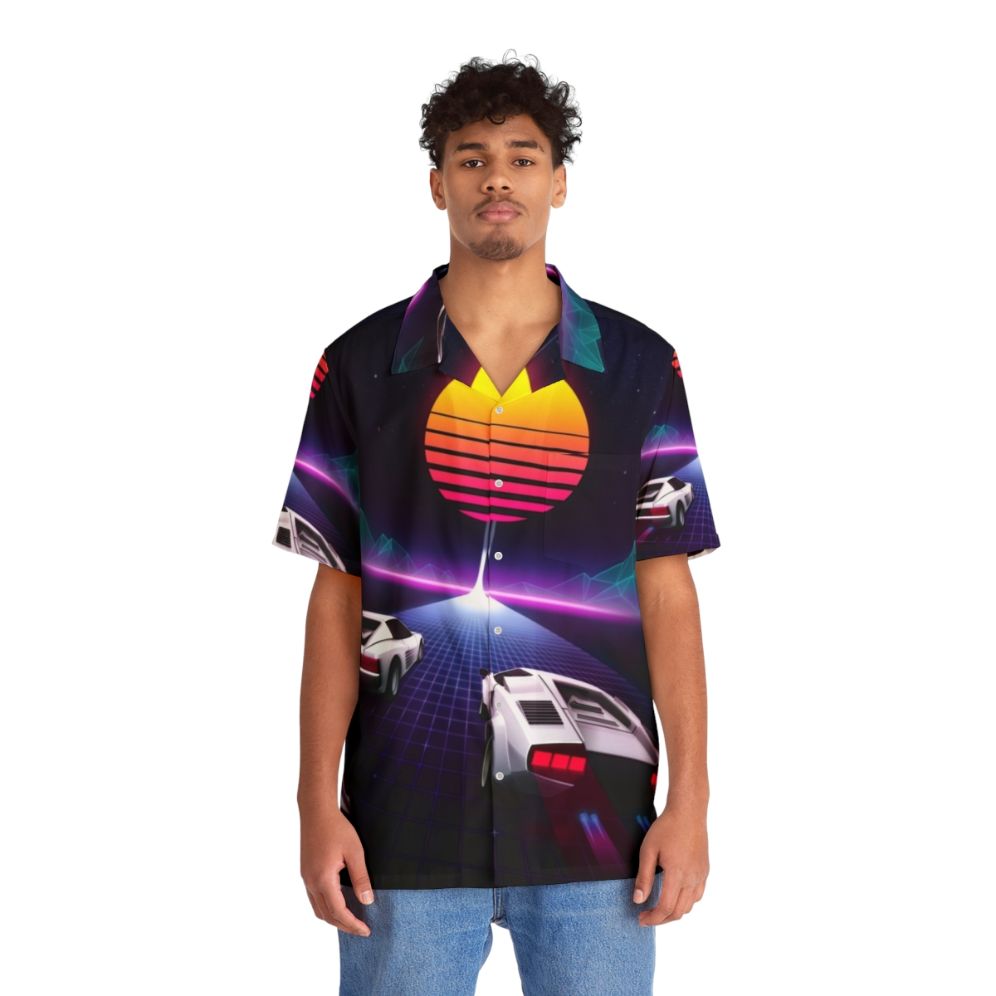 Neon Hawaiian Shirt with 80s Retro Style - People Front