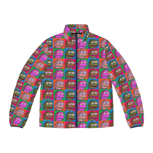 Monkas Warhol Puffer Jacket featuring Twitch emotes and pop art design