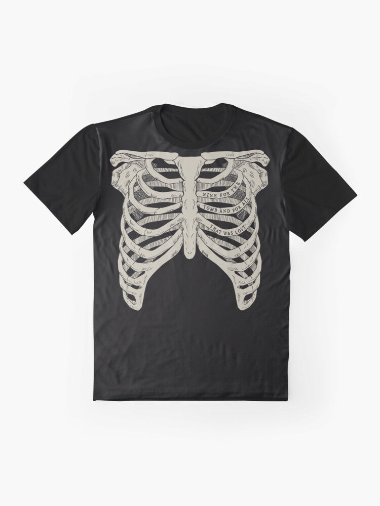 Ribcage graphic t-shirt from The Locked Tomb series - Flat lay