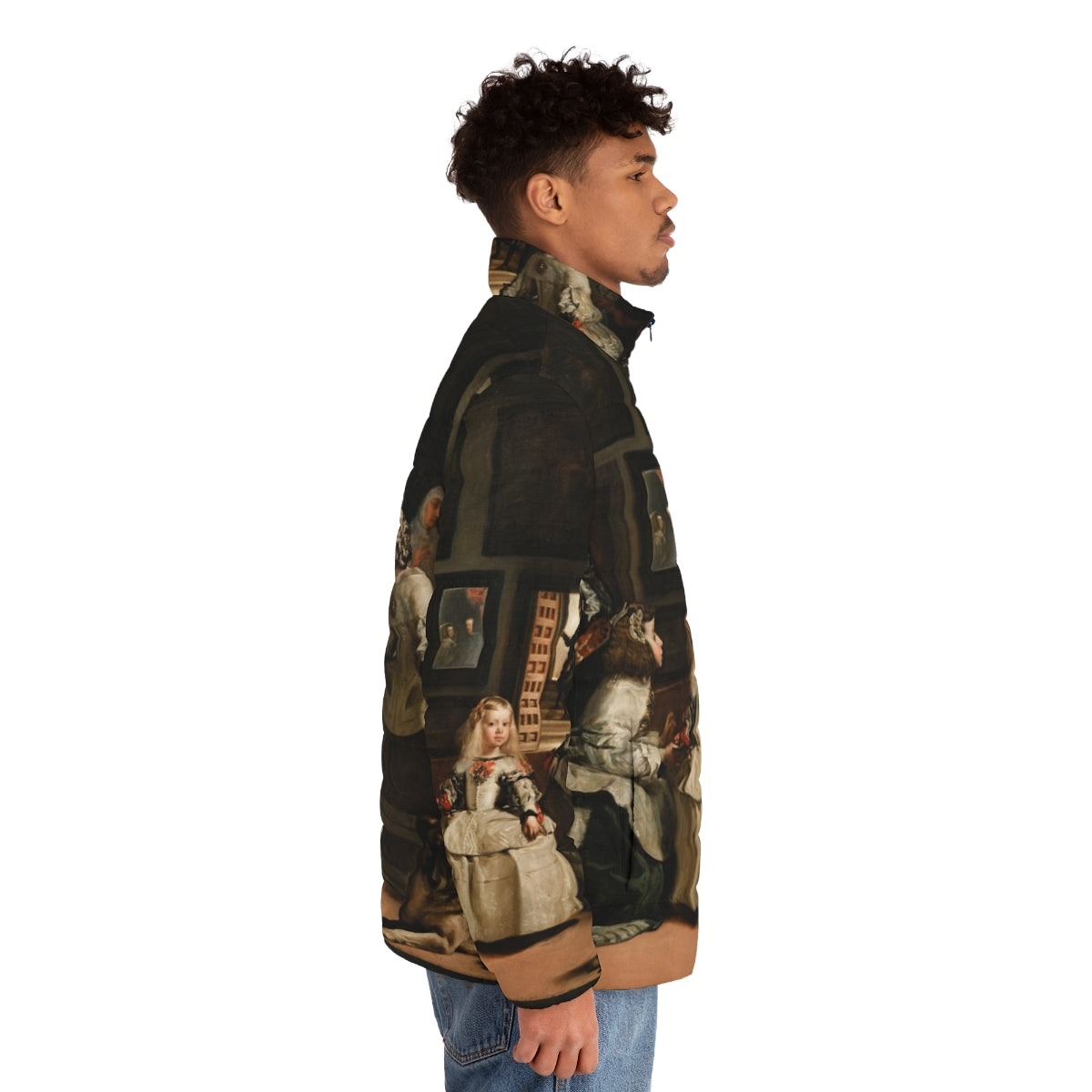 Las Meninas by Diego Velazquez baroque art reproduction puffer jacket - men side right