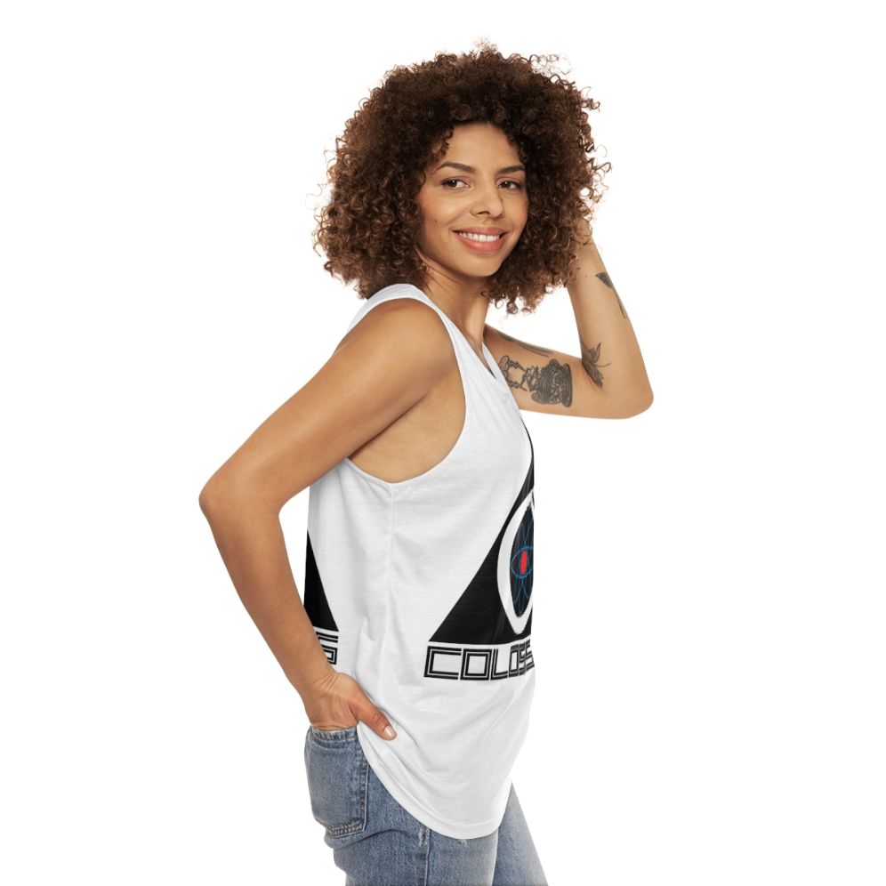 Colossus: The AI Human Overlord Unisex Tank Top - women side